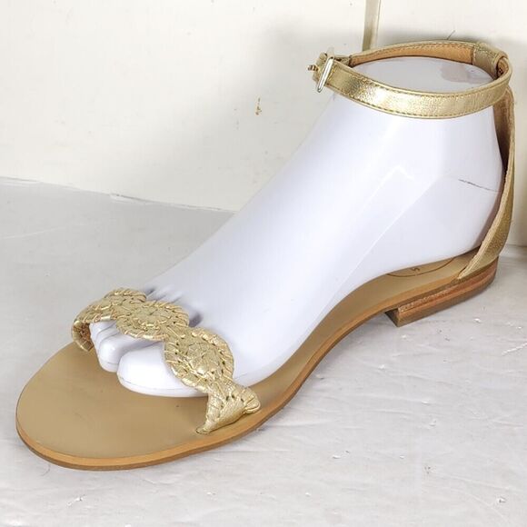 Jack Rogers Women's Daphne US8,5M Rose Gold Leather Ankle Strap Flats Sandals - Picture 7 of 14